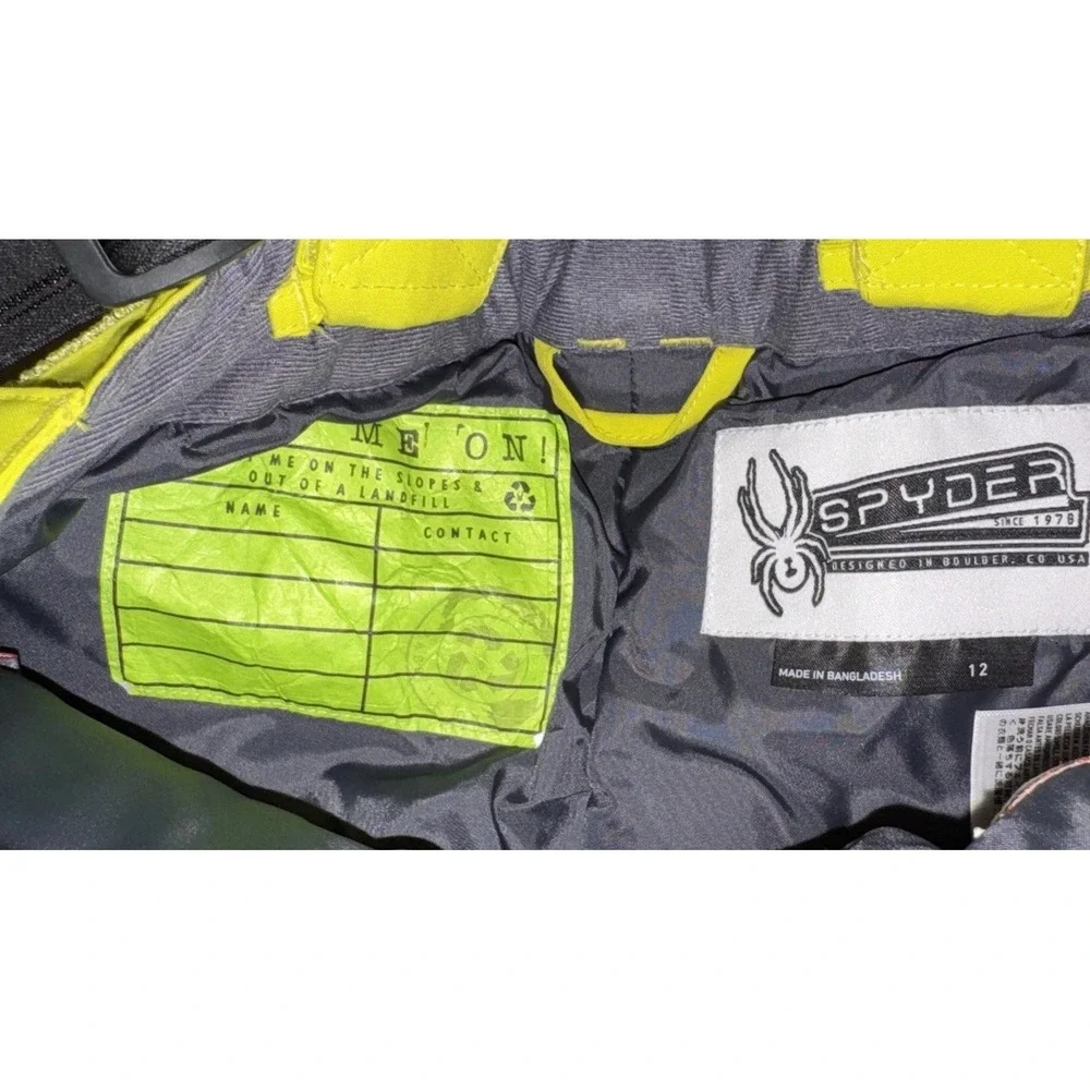 Spyder Kids Snow Bib Pants Yellow Size 12 Insulated Winter